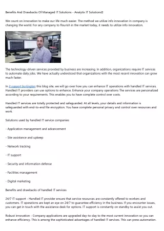 benefits and drawbacks of managed it solutions