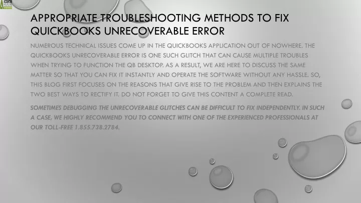 appropriate troubleshooting methods to fix quickbooks unrecoverable error