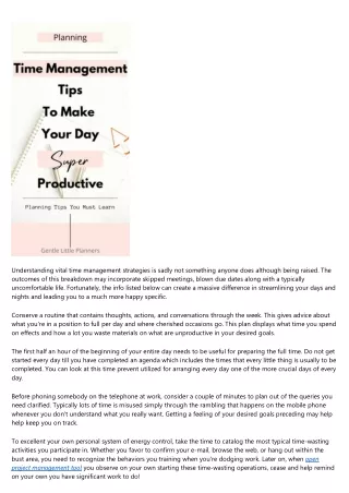 understanding vital time management strategies