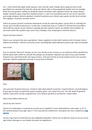 Lida plus Ve Lida Zayıflama Hapı