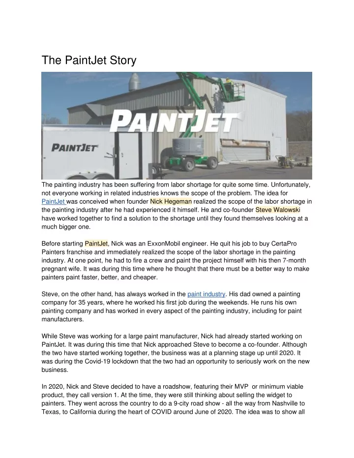 the paintjet story