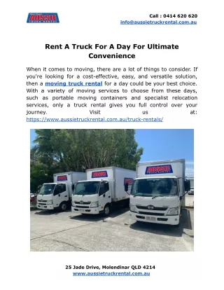 Rent A Truck For A Day For Ultimate Convenience
