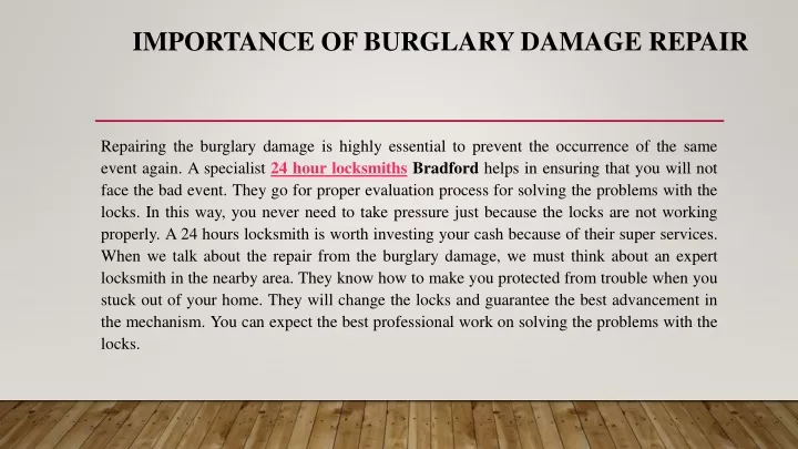 importance of burglary damage repair