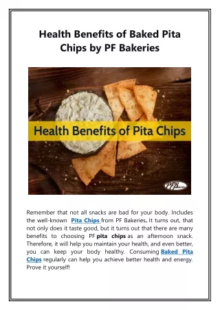 Health Benefits of Baked Pita Chips by PF Bakeries