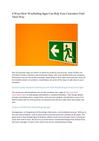 4 Ways How Wayfinding Signs Can Help Your Customers Find Their Way