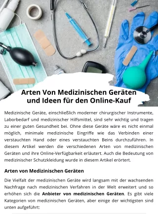Arten Von Medizinischen Geräten und Ideen für den Online-Kauf