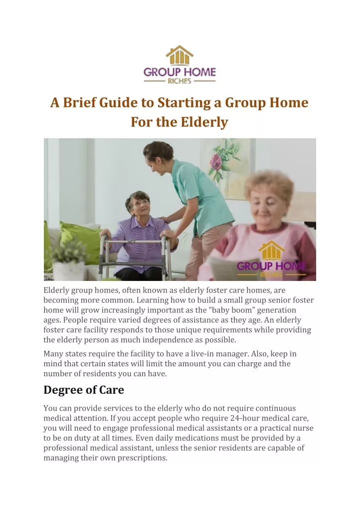 a brief guide to starting a group home