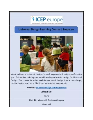 Universal Design Learning Course | Icepe.eu