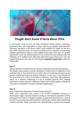 People don't know 8 facts about DNA