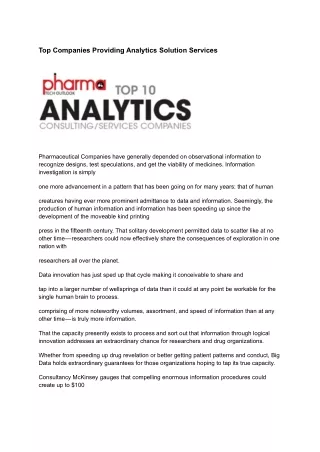 top companies providing analytics solution