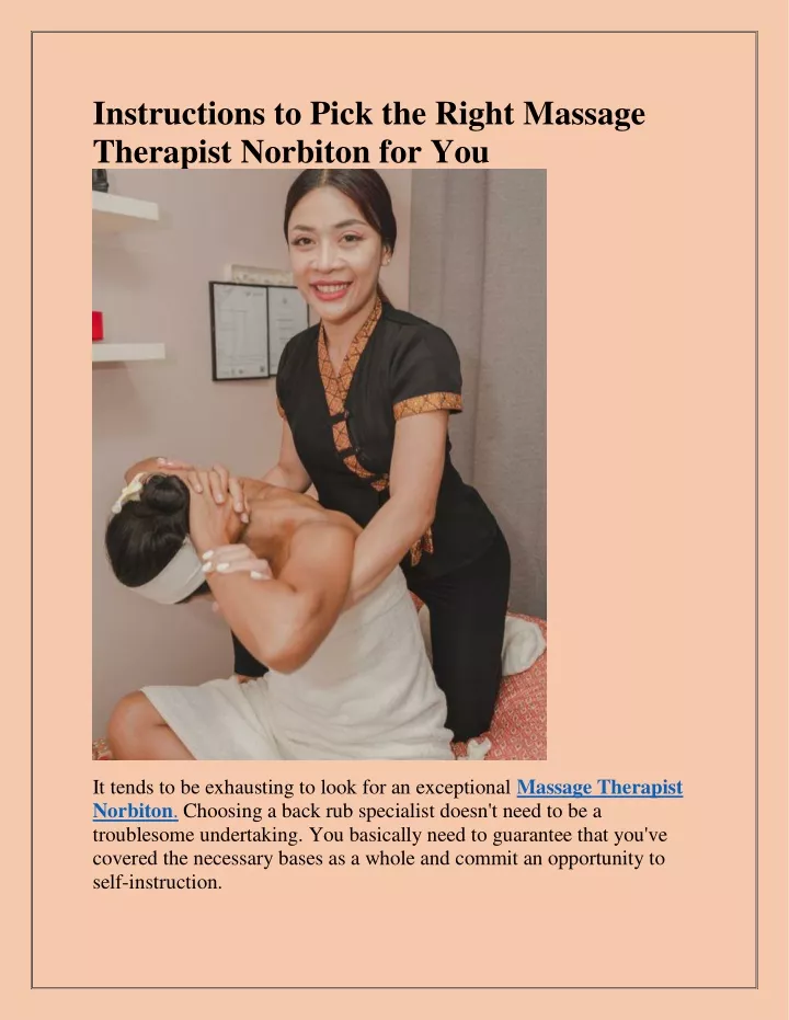 instructions to pick the right massage therapist