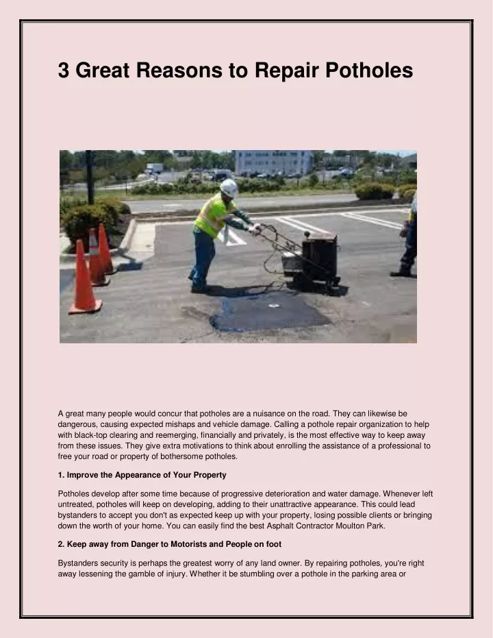 Ppt Best Pothole Repairs In Moulton Park Powerpoint Presentation