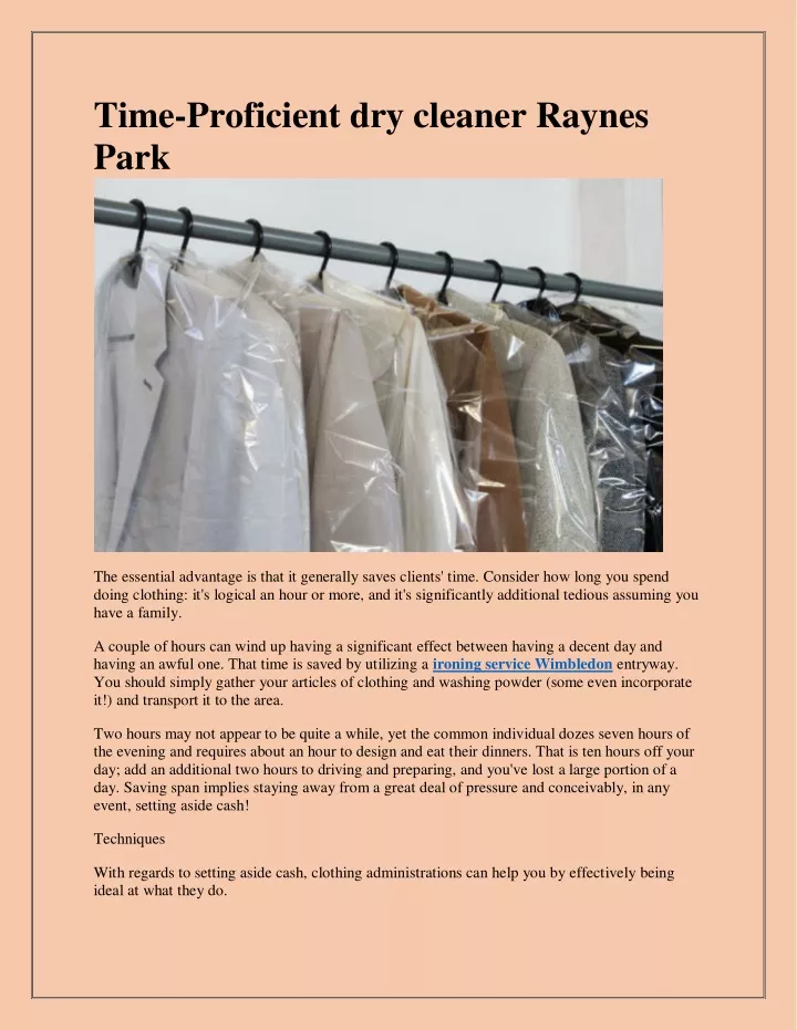 time proficient dry cleaner raynes park