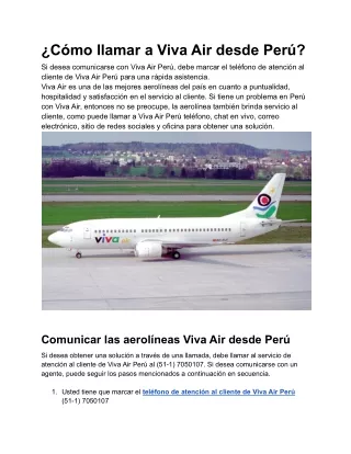 ¿Cómo llamar a Viva Air desde Perú (1)