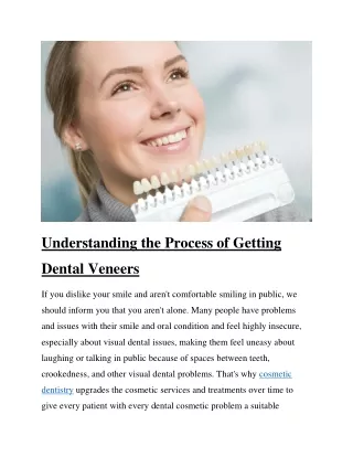 Understanding the Process of Getting Dental Veneers