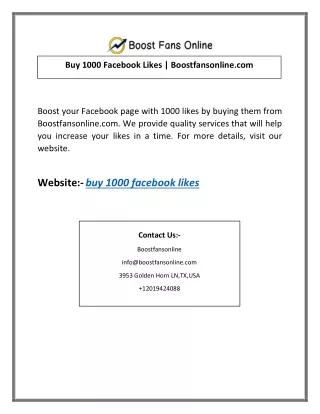 Buy 1000 Facebook Likes | Boostfansonline.com
