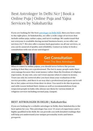 Best Astrologer In Delhi Ncr  Book a Online Puja  Online Puja and Yajna Services by Nakshatrika