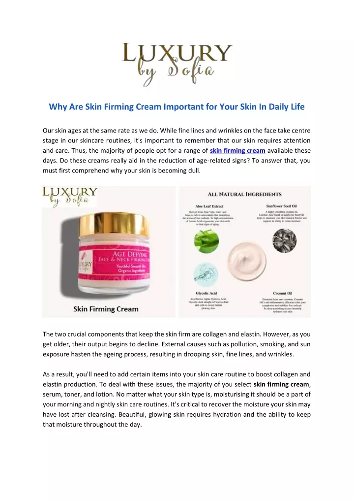 why are skin firming cream important for your