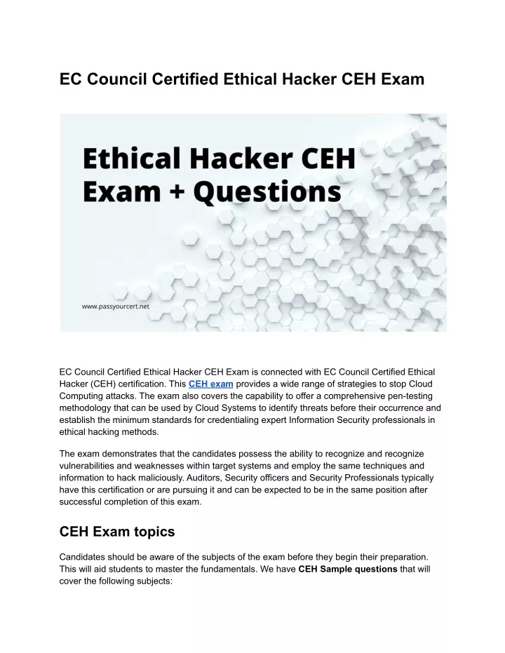 ec council certified ethical hacker ceh exam