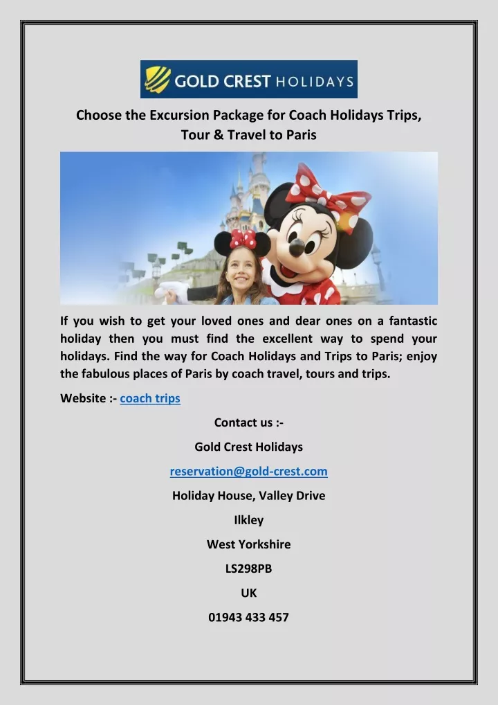 choose the excursion package for coach holidays