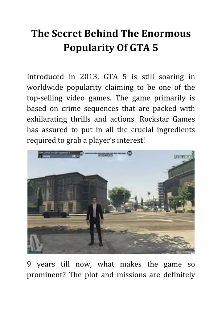 the secret behind the enormous popularity of gta 5