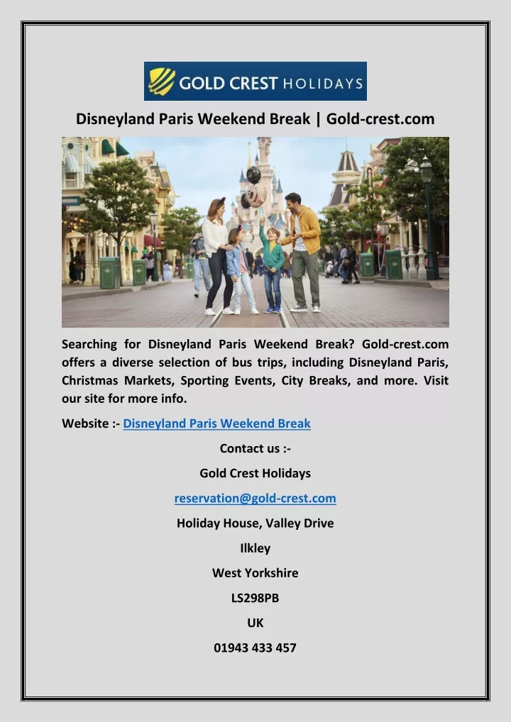disneyland paris weekend break gold crest com