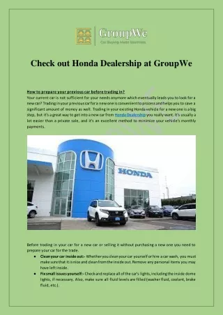 Check out Honda Dealership at GroupWe