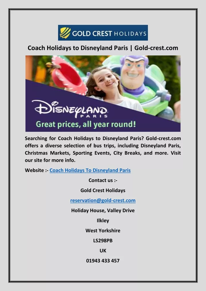 coach holidays to disneyland paris gold crest com