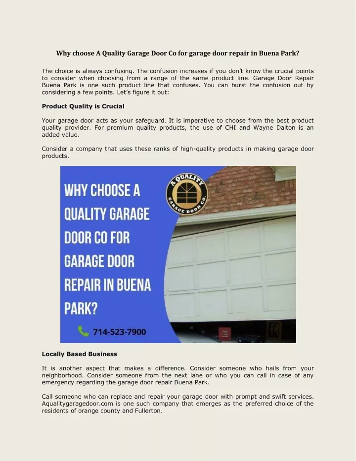 why choose a quality garage door co for garage