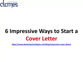 6 Impressive Ways to Start a Cover Letter | D-Amies Technologies