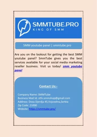 SMM youtube panel | smmtube.pro
