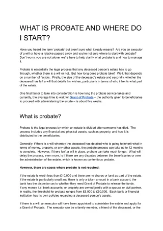 what is probate and where do i start