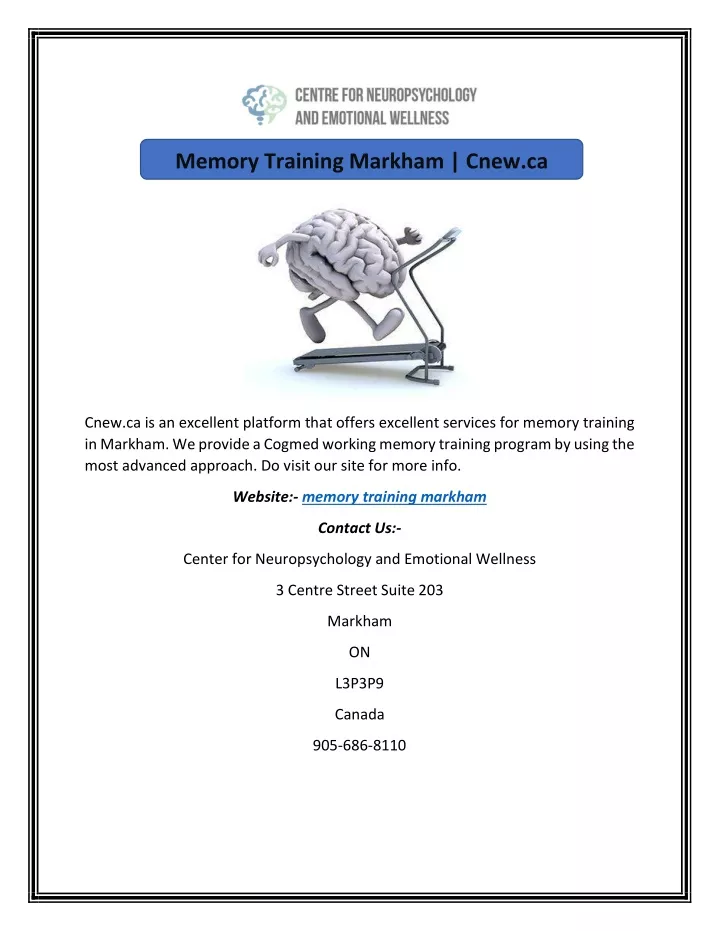 memory training markham cnew ca