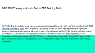 SAP SRM Training Institute in Delhi