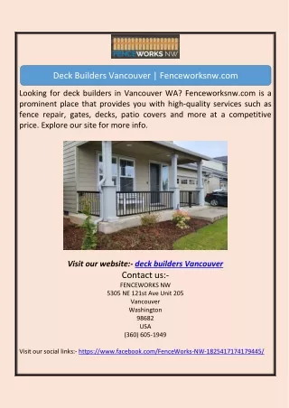 deck builders vancouver fenceworksnw com