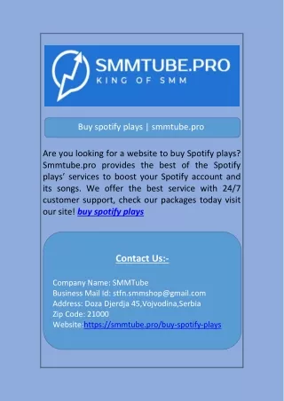 Buy spotify plays | smmtube.pro