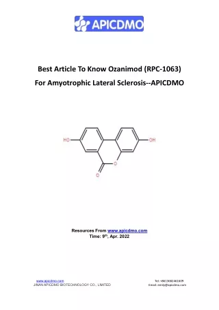 Best Article To Know Ozanimod (RPC-1063) For Amyotrophic Lateral Sclerosis--APICDMO