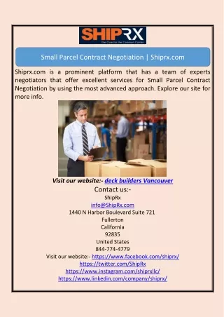 Small Parcel Contract Negotiation | Shiprx.com