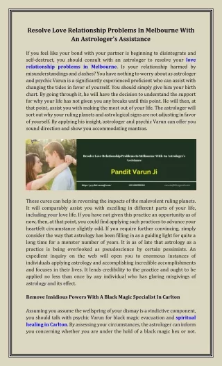 Resolve Love Relationship Problems In Melbourne With An Astrologer's Assistance