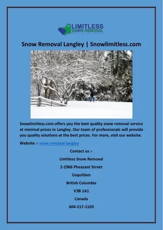 snow removal langley snowlimitless com