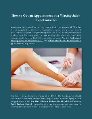 how to get an appointment at a waxing salon
