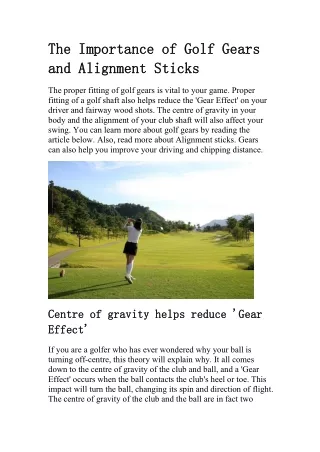 The Importance of Golf Gears and Alignment Sticks