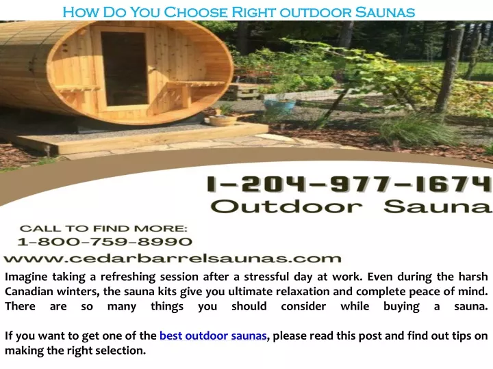 how do you choose right outdoor saunas