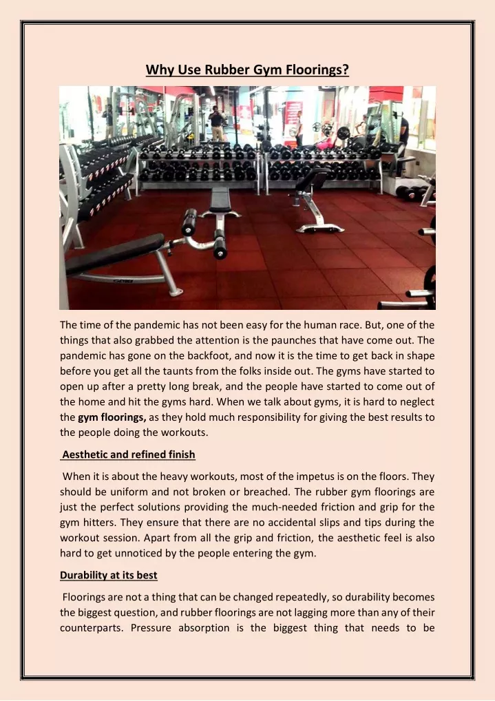 why use rubber gym floorings