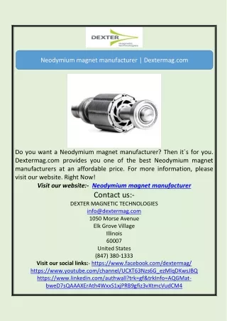 Neodymium magnet manufacturer | Dextermag.com