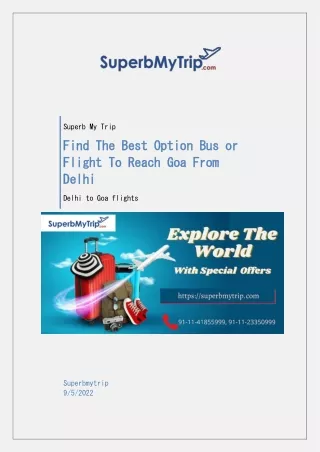 Find The Best Option Bus or Flight To Reach Goa From Delhi