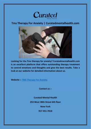 Tms Therapy For Anxiety | Curatedmentalhealth.com