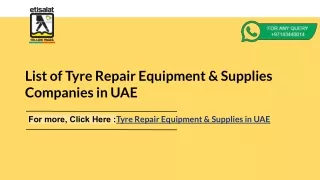 List of Tyre Repair Equipment & Supplies Companies in UAE