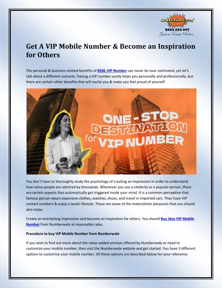 get a vip mobile number become an inspiration