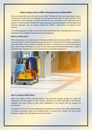 what to expect with an office cleaning service